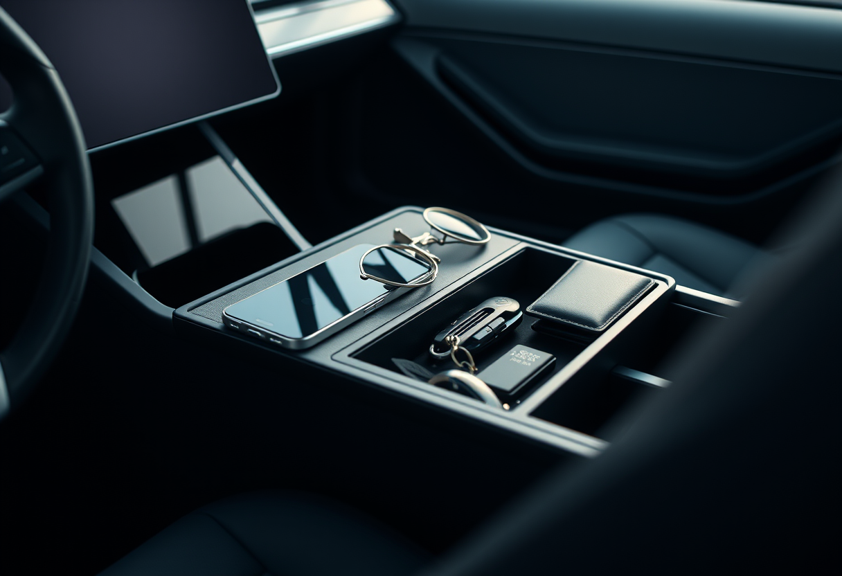 organizador consola central tesla model y