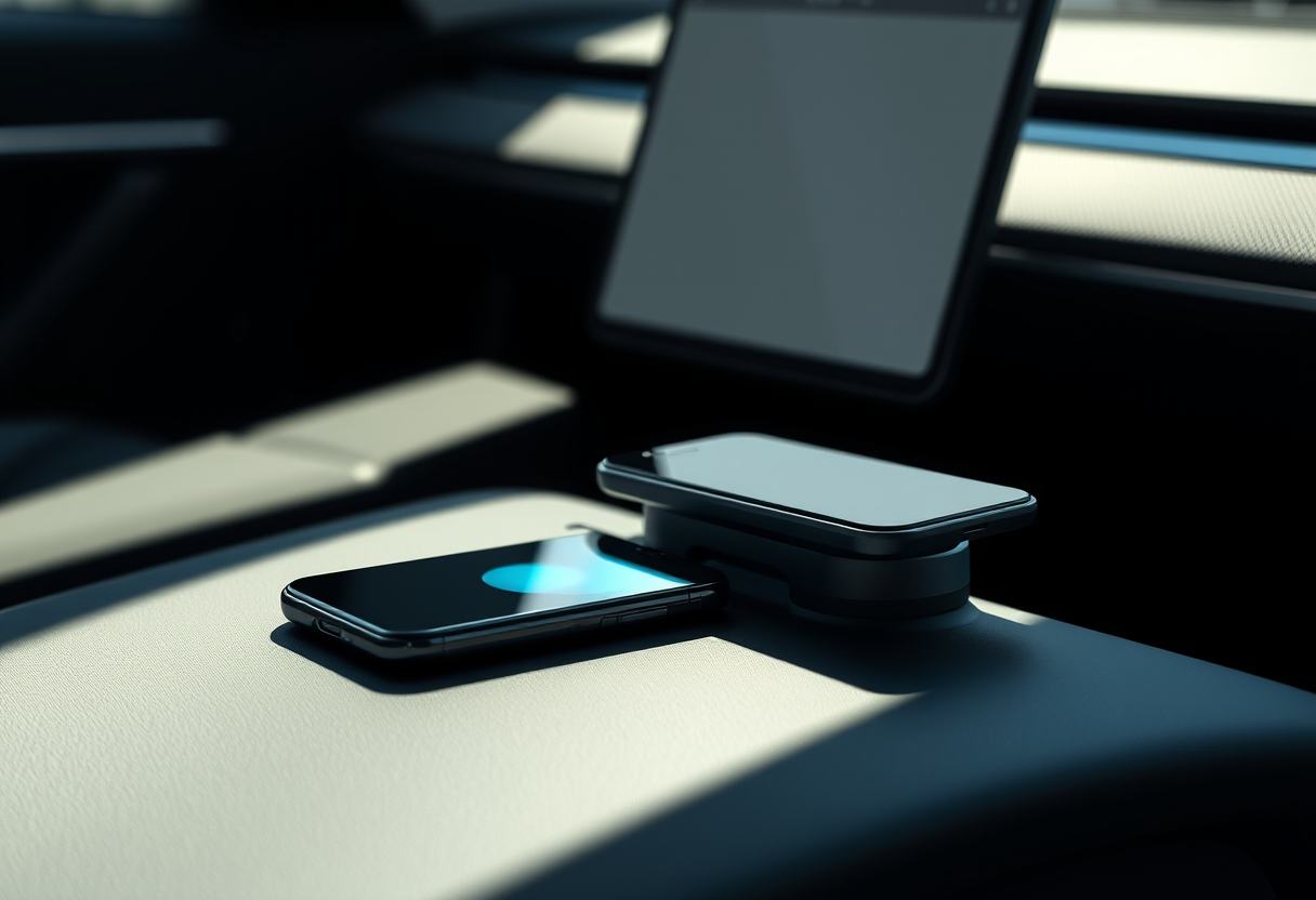 soporte teléfono tesla model 3 carga inalámbrica
