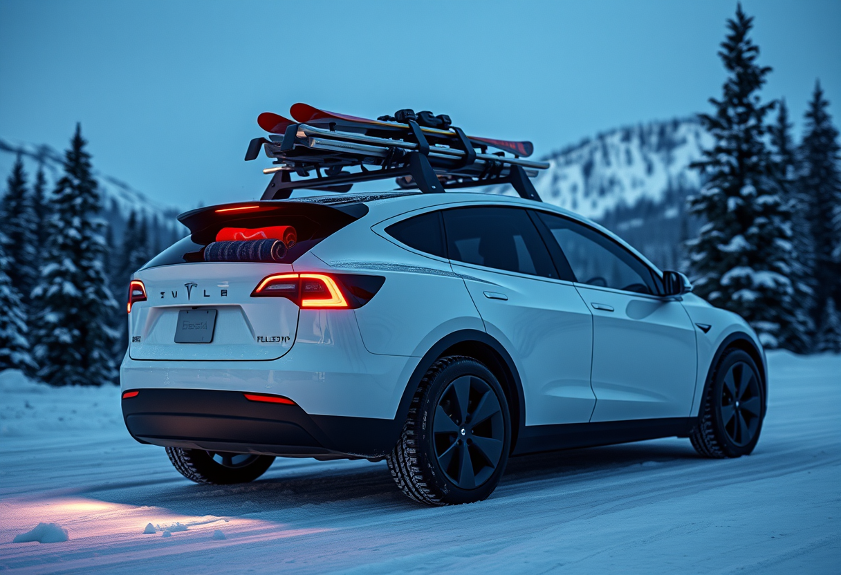 accesorios tesla model y para viajes en invierno