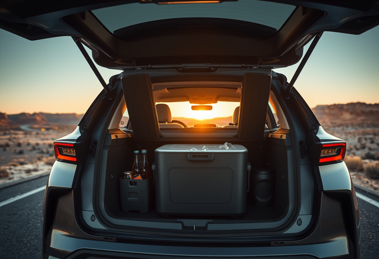 nevera portátil tesla model y viaje