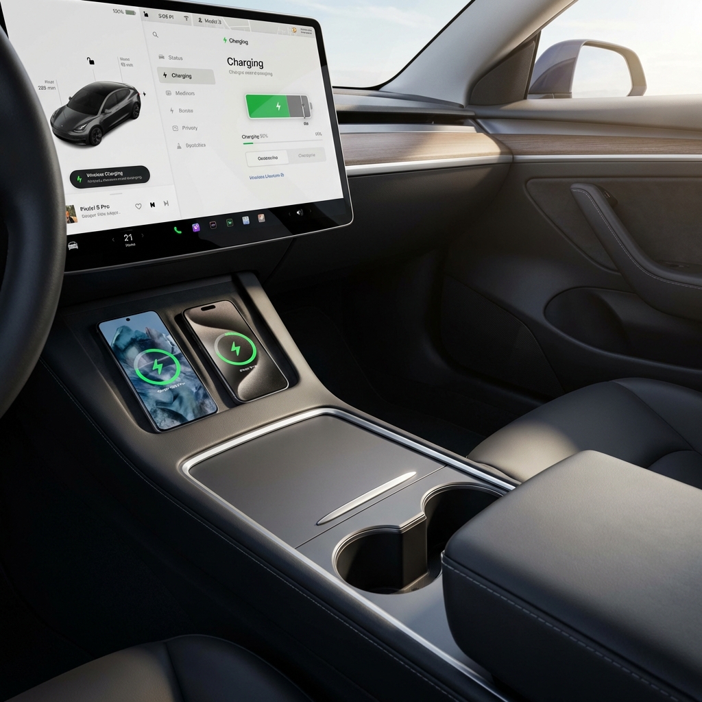 cargador portátil inalámbrico tesla model 3 para teléfono