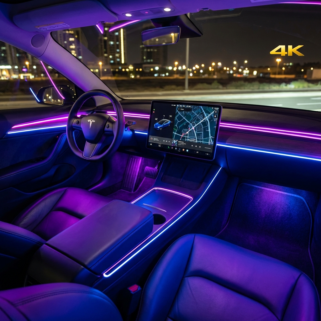 luces led interior tesla model 3 ambiente personalizable